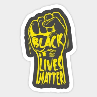 Black lives matter fist in yellow Sticker